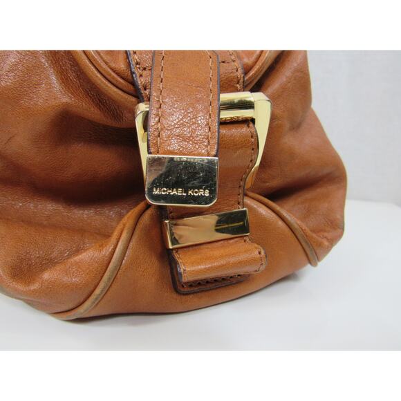 Michael Kors Brown Leather Buckle Shoulder Bag Gold Fold Over Michael - Picture 3 of 13